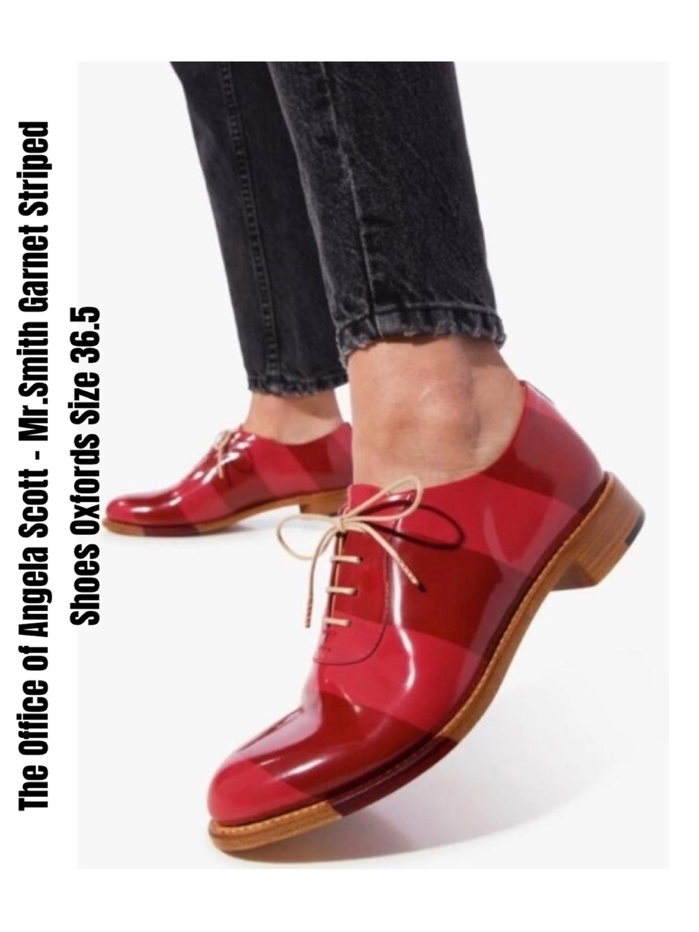 The Office of Angela Scott™ Women's Mr. Smith Garnet Striped Shoes Oxfords 36.5